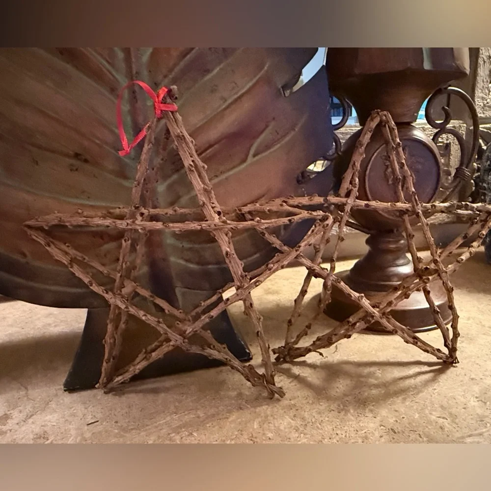 Rustic Handmade Willow Twig Stars - Set of 2